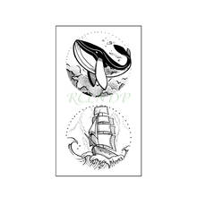 Waterproof Temporary Tattoo Sticker Whale Sea Sailboat Round Flash Tatoo Fake Tatto Hand Arm Neck Body Art for Woman Men 2024 - buy cheap