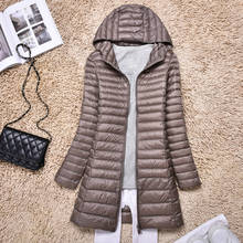 Осенне-зимняя женская куртка на утином пуху, тонкая Длинная парка, женское теплое пальто с капюшоном, размера Плюс XXXL 4XL, ульсветильник Кая верхняя одежда 2024 - купить недорого
