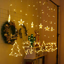 Guirnaldas LED de 3M para decoración de jardín y casa, cortina de luz para ventana, árbol de Navidad, alce, estrella, hadas, para fiesta de boda 2024 - compra barato