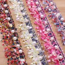1 Yard 4.5cmVintage Nylon Pearl Beaded Embroidered Tassels Lace Trim Handmade Ribbon Scrapbooking DIY Costume Dress Sewing Craft 2024 - buy cheap