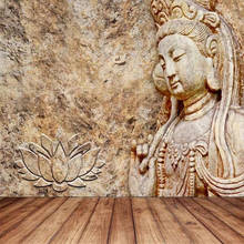 Milofi-papel tapiz 3D personalizado, estatua de Buda Guanyin, Bodhisattva, Fondo de pared para sala de estar, dormitorio, decoración 2024 - compra barato