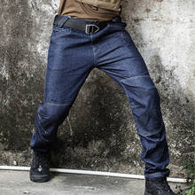 Летние тонкие свободные прямые эластичные карманы дышащие джинсовые длинные брюки мужские уличные штаны для верховой езды альпинизма армейские тренировочные тактические брюки 2024 - купить недорого