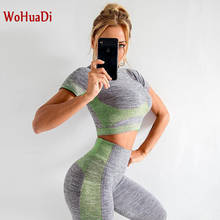 WOHUADI 2020 Tight Fashion Women's Clothing Seamless Gym Sports Yoga Short Sleeve T-Shirts Fitness Top Wear Workout Female 2024 - buy cheap