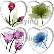 ZDYING-5 piezas de tinta para pintura de flores en forma de corazón, cabujón de cristal de 25mm/30mm, Base de foto plana, bandeja en blanco, accesorios de joyería para hacer bricolaje 2024 - compra barato