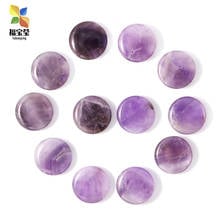 Natural Stone Amethysts Round Flat Pendants And Necklaces 30PCS 23mm Charms Accessories For DIY Gift Jewerly Making 2024 - buy cheap