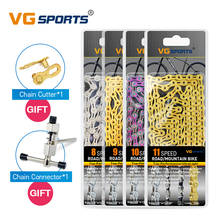 VG Sports 8 9 10 11 speed Bicycle chain MTB half hollow bike chain mountain road bike full hollow chains ultralight 116L gold 2024 - buy cheap