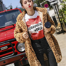 2022 Winter Thick Warm Leopard Print Mid Long Rabbit Fur Coat Women Casual Loose Faux Rabbit Fur Jacket Female Outerwear 3XL 2024 - buy cheap