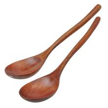 Thin Handle Curved Wooden Spoon Eco Friendly Japanese Dishes Soup Ladle Creative Home Tableware With Two Color Handle 2024 - buy cheap