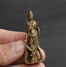 Estatua de cobre, budismo chino, Guanyin, Bodhisattva, Buda, cobre, latón, bronce, pequeño colgante 2024 - compra barato