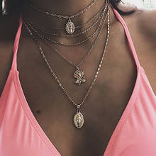 HebeDeer  Trendy Girl Jesus Necklace Multilayer Chain Women Silver Color Bohemia Necklaces Jewelry Lovers Collares Collier 2024 - buy cheap