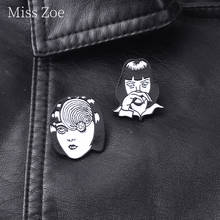 Tomie pin esmaltado japonês de personagem de horror, alfinete de lapela goru ocular, mangá, anime, bolsa de joias, acessórios de mochila 2024 - compre barato