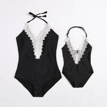 2020 Summer Swimming Suit for Mommy And Me Swimwear Lace Bikini Set Vintage Kids Baby Girls Beachwear Family Matching Clothes 2024 - buy cheap