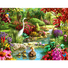 Primavera creek parque animal paisagem pintura digital por números arte da parede moderna pintura em tela presente original decoração para casa 40x50cm 2024 - compre barato