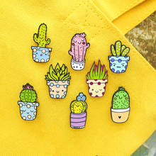 8Styles Potted Plant Enamel Pins Custom Cactus Aloe Brooches Lapel Pin Shirt Bag Catoon Badge Natural Jewelry Gift Kids Friends 2024 - buy cheap