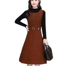 plus size 4XL!Fashion Autumn Winter Sleeveless Wool Dress Women  Elegant Temperament Slim Ladies Vest Woolen Dress 2024 - buy cheap