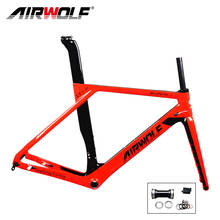 AIRWOLF-Cuadro de bicicleta de carretera Aero T1000 Toray, cuadro completo de fibra de carbono, 49, 52, 54 y 56 CM, eje pasante, freno de disco de 142x12mm 2024 - compra barato