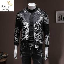 Jaqueta bomber floral bordada masculina, jaqueta vintage de primavera com gola alta, slim fit, plus size 5xl 2024 - compre barato
