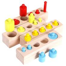 Montessori Educational Wooden Toys Cylinder Socket Blocks Toy Baby Development Practice and Senses 4pc/1 set for Kid Gift 2024 - buy cheap