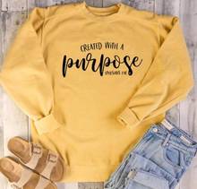 Created with A Purpose Sweatshirt Fashion Clothing Christian Cotton Hoodies Casual Religious Bible Verse Crewneck Faith Jumper 2024 - buy cheap