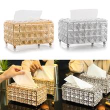 European-style Square Crystal Tissue Box Home Bar KTV Table Decoration Living Room Tea Table Drawer Case Tissue Holder 2024 - buy cheap