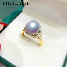 Yikalaisi 925 anéis de prata esterlina jóias para mulher 9-10mm redondo natural de água doce pérola anéis 2021 fino novo atacado 2024 - compre barato