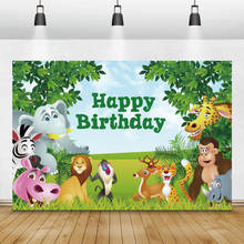 Laeacco aniversário photophone selva festa verde árvores grassland animais recém-nascidos chá de fraldas fotografia backdrops fundos 2024 - compre barato