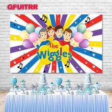 GFUITRR-fondo fotográfico de vinilo blanco para niños, telón de fondo con temática The Wiggles para primer cumpleaños, Baby Shower, fotomatón 2024 - compra barato