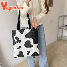 Yogodlns bolsa de ombro com estampa de vaca, bolsa casual feminina com alça de grande capacidade, bolsa de mão estilosa e estampada 2021 2024 - compre barato