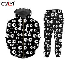 Cjlm novo agasalho de treino casual masculino/feminino com zíper 3d, roupa masculina com globo ocular personalizável, plus size, moletom com capuz, roupa de casal 2024 - compre barato