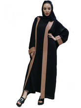 Elegante muslimah cor de sucesso abaya turco comprimento total película de líquido dubai feminina kimono cardigã algodão vestido islâmico wq1338 envio direto 2024 - compre barato