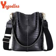 Yogodlns Alligator Pattern Bucket Bag For Women Vintage Shoulder Bag Big Capacity Crossbody Bag Elegant Shopping Handbag Purse 2024 - buy cheap