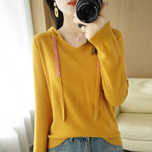 Suéter com capuz feminino, camisa de manga comprida folgada de algodão para primavera, casual, com manga longa, 2021 2024 - compre barato