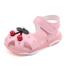 2021 Fashion Summer Leather Cherry Baby Toddler Childrens Kids Soft Bottom Bowtie Princess Girls Beach Shoes 1 2 3  4 5 6 Years 2024 - buy cheap