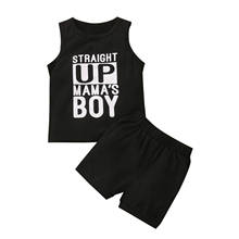 Комплект одежды для маленьких мальчиков из 2-х предметов: Топ без рукавов с буквенным принтом + шорты 2024 - купить недорого