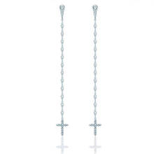 SLJELY-pendientes de plata de ley 925 con forma de cruz, joyería de marca de lujo, con borla larga, Circonia cúbica pavé 5A 2024 - compra barato