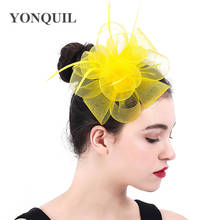 Chapéu fascinors amarelo de crinolina, acessórios para cabelo, para festa de casamento, igreja, kentufício, derby, asberço, corrida, 2020, recém-chegado, syf394 2024 - compre barato