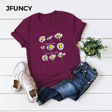 Женская футболка с коротким рукавом JFUNCY Daisy, футболка из 100% хлопка, женская летняя футболка, женские топы размера плюс, Повседневная футболка 2024 - купить недорого