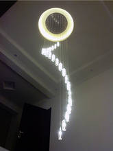 Lámpara LED de araña moderna para sala de estar, candelabro de cristal, escalera de la lámpara, iluminación larga de cristal en espiral, luz colgante para el hogar 2024 - compra barato