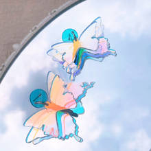 Pendientes de mariposa transparentes con láser para mujer, aretes reflectantes de animales, regalo, 2021 2024 - compra barato