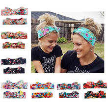 Mãe crianças bandana impressão floral pai criança faixas de cabelo arco elástico faixas de cabelo mãe bebê acessórios de cabelo hairband 2024 - compre barato