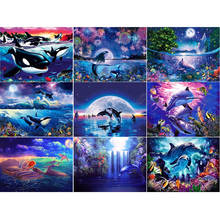 5D DIY Diamond Painting Dolphin Full Drill Square Embroidery Animals Pictures Of Rhinestones Mosaic Cross Stitch Kits Home Decor 2024 - buy cheap
