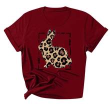 Feitong Women's T-shirt Female Easter Leopard Bunny Printing O-Neck Short Sleeve Loose Plus Size Tee T-Shirt футболка женская 2024 - купить недорого