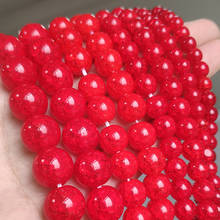 6/8/10/12mm vermelho cristal de vidro rachado redondo solto contas de quartzo para fazer jóias diy pulseiras acessórios 15'' 2024 - compre barato