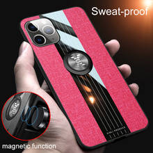 Роскошный тканевый чехол для телефона IPhone 11 11Pro Max, ультратонкий чехол-бампер из тпу с кольцом-держателем для IPhone 11, тканевая текстура, винтажный чехол-бампер 2024 - купить недорого