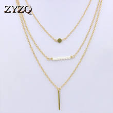 ZYZQ простой европейский стильный многослойный ожерелье модные геометрические аксессуары гипербола ювелирные изделия для женщин с имитацие... 2024 - купить недорого