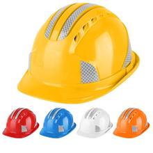 Casco de seguridad con banda reflectante para trabajadores, gorra protectora para sitio de construcción, con ventilación ABS 2024 - compra barato