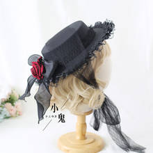 Lolita Headdress Flat Hat All-Match Retro Lolita Gift Hat Black White Elegant Flower Wedding Miss Fla 2024 - buy cheap