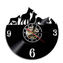 Relógio de parede com gravação de vinil para cachorros, relógio decorativo longo, gramofone, peça de relógio para presente 2024 - compre barato