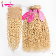 Vanlov 613 Blonde Bundles With Closure Brazilian Water Wave 3 Bundles With Closure Blonde Human Hair Bundles And Closure Remy 2024 - buy cheap