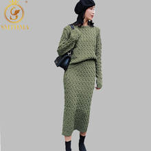 SMTHMA-Jersey holgado de cuello redondo para mujer, traje de dos piezas, elegante, coreano, de alta calidad, Invierno 2024 - compra barato